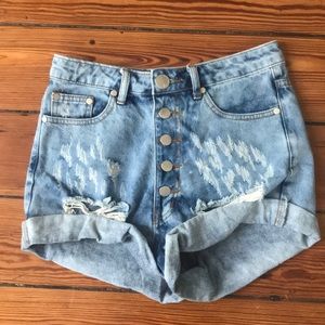 High waisted jean shorts